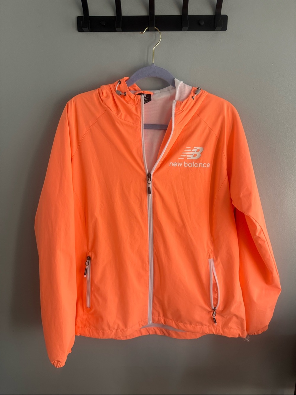 New Balance Kids Neon Orange Hooded Rain Jacket